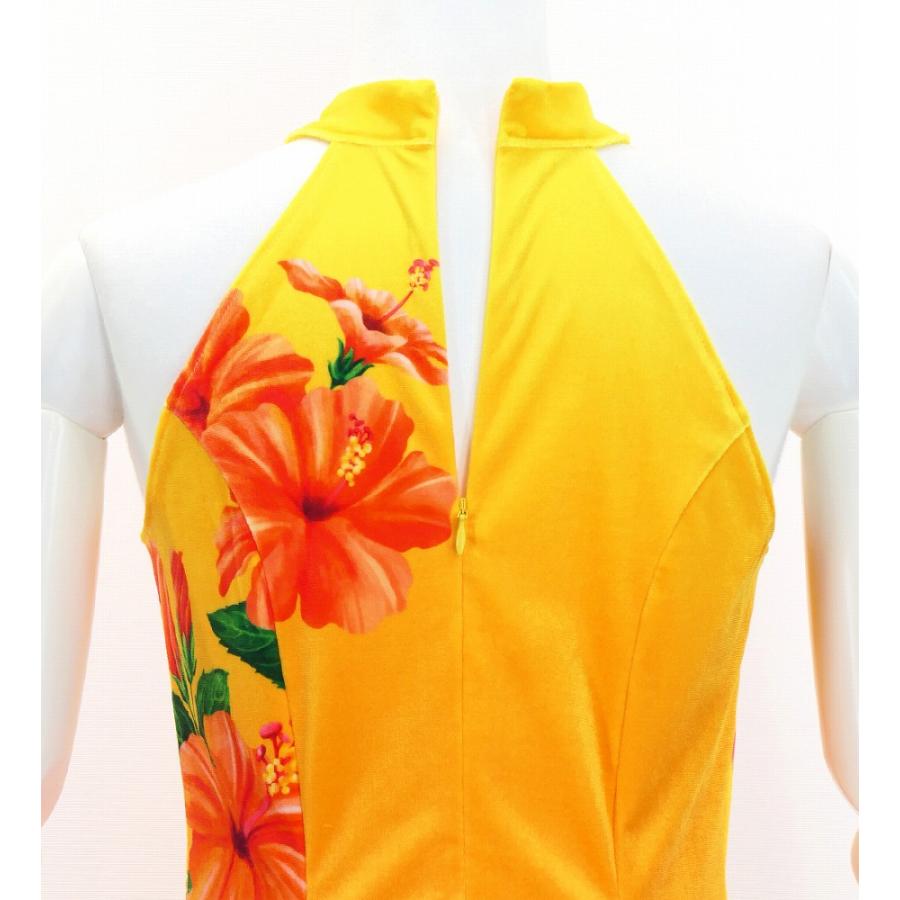 フラドレス [S・M・Lサイズ] ベロア アメリカンスリーブ ロング丈 ハイビスカス イエロー×オレンジ J3151yeor |  | 04