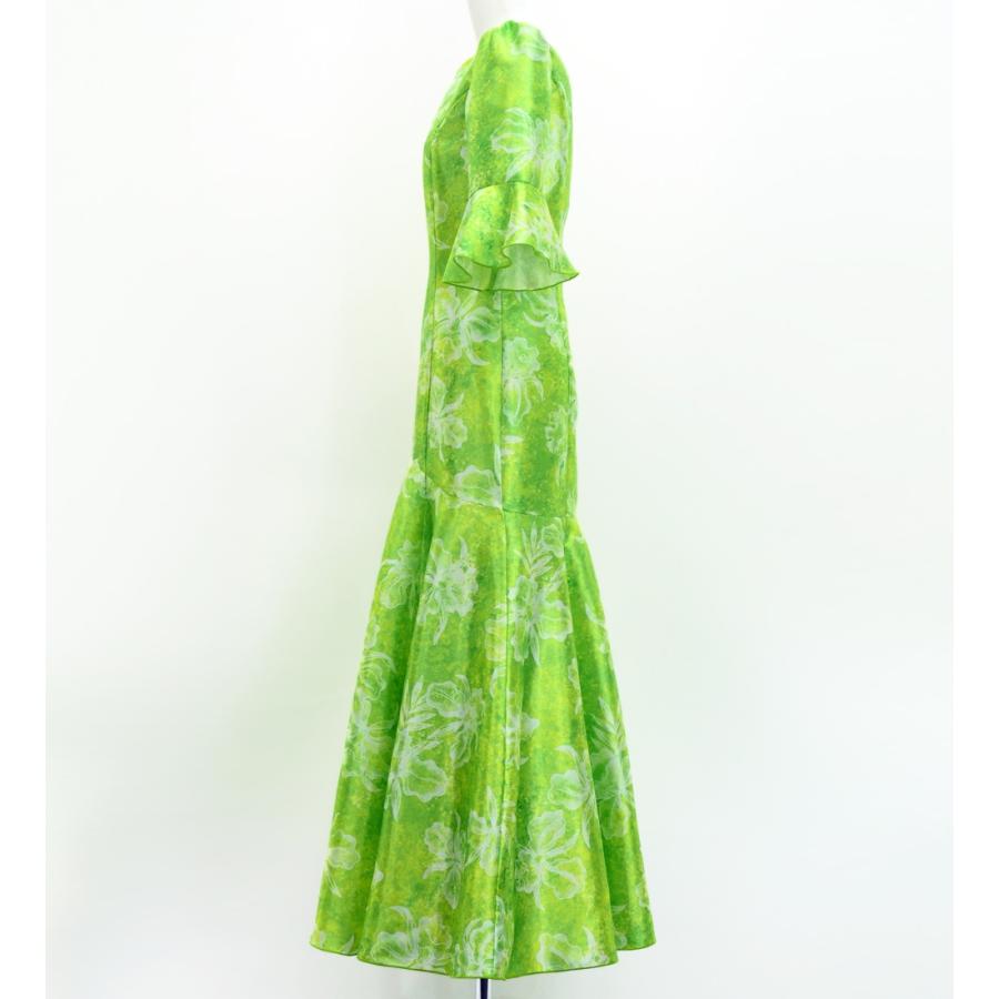 フラダンス [S・M・Lサイズ] フリル袖 シャンタンドレス オーキッド グリーン J3153gr |  | 02