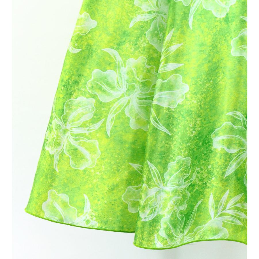 フラダンス [S・M・Lサイズ] フリル袖 シャンタンドレス オーキッド グリーン J3153gr |  | 05