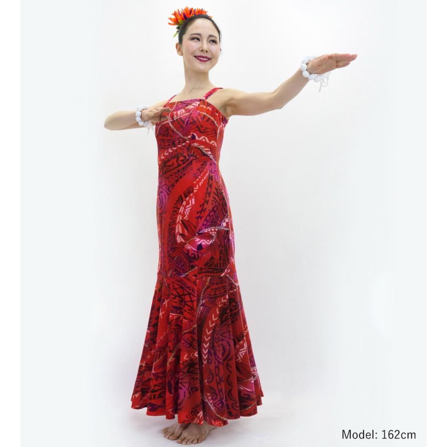 フラドレス [S・M・Lサイズ] コシボフリル マルチウェイ ロング丈 リーフレイ＆カヒコ ダークレッド J3175drd |  | 02