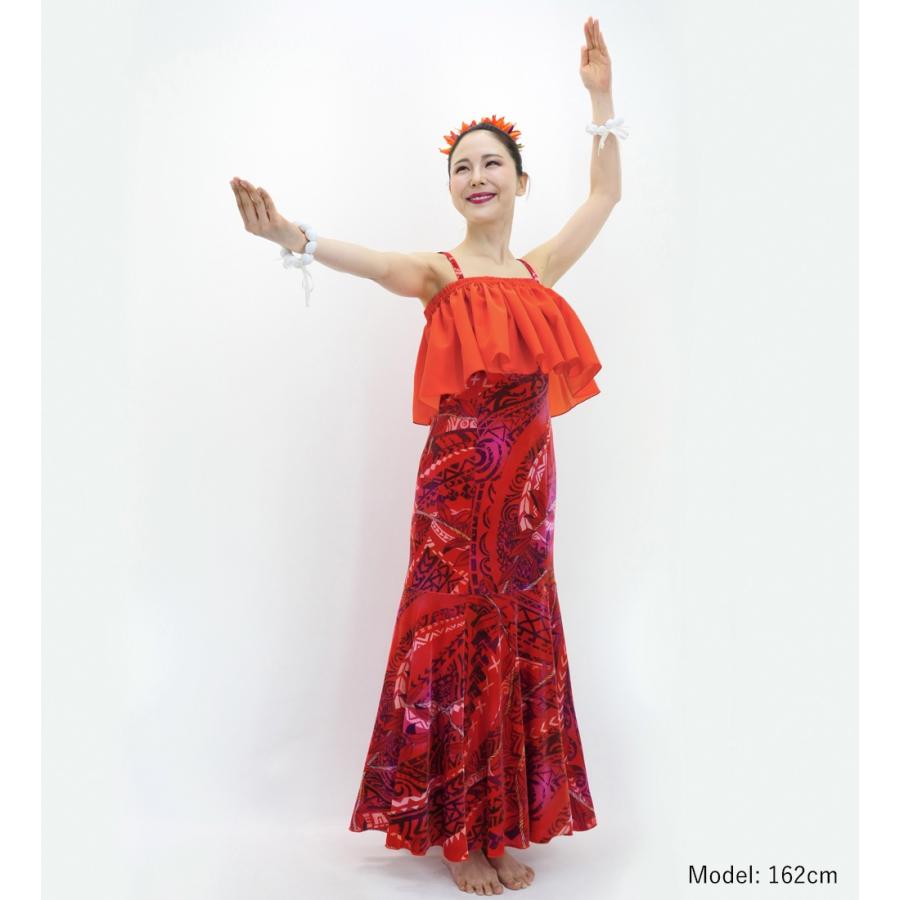 フラドレス [S・M・Lサイズ] コシボフリル マルチウェイ ロング丈 リーフレイ＆カヒコ ダークレッド J3175drd |  | 01