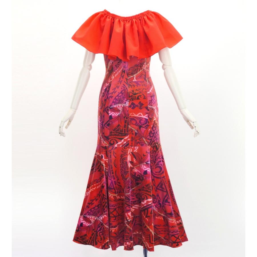 フラドレス [S・M・Lサイズ] コシボフリル マルチウェイ ロング丈 リーフレイ＆カヒコ ダークレッド J3175drd |  | 03