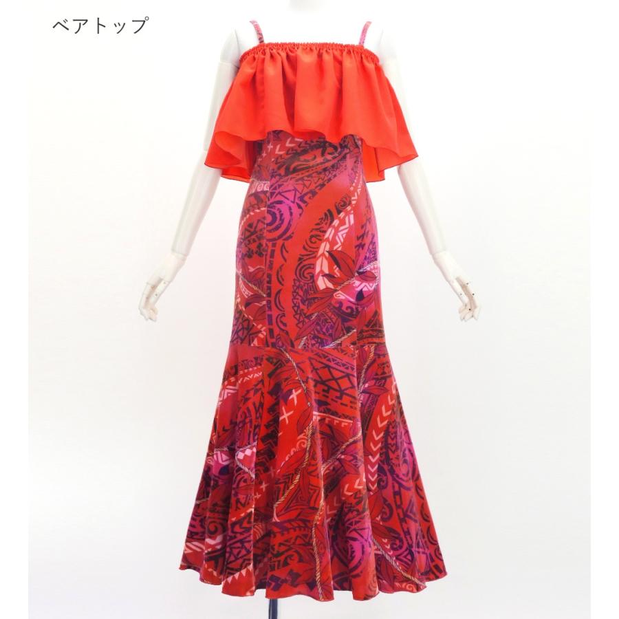 フラドレス [S・M・Lサイズ] コシボフリル マルチウェイ ロング丈 リーフレイ＆カヒコ ダークレッド J3175drd |  | 05