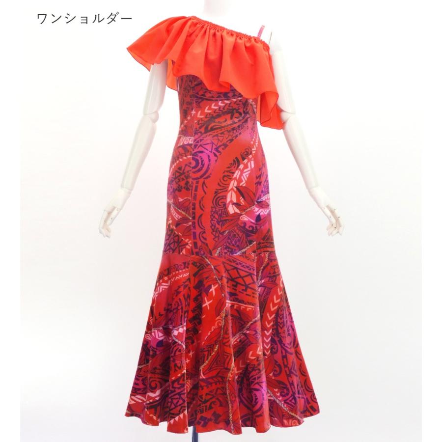 フラドレス [S・M・Lサイズ] コシボフリル マルチウェイ ロング丈 リーフレイ＆カヒコ ダークレッド J3175drd |  | 04