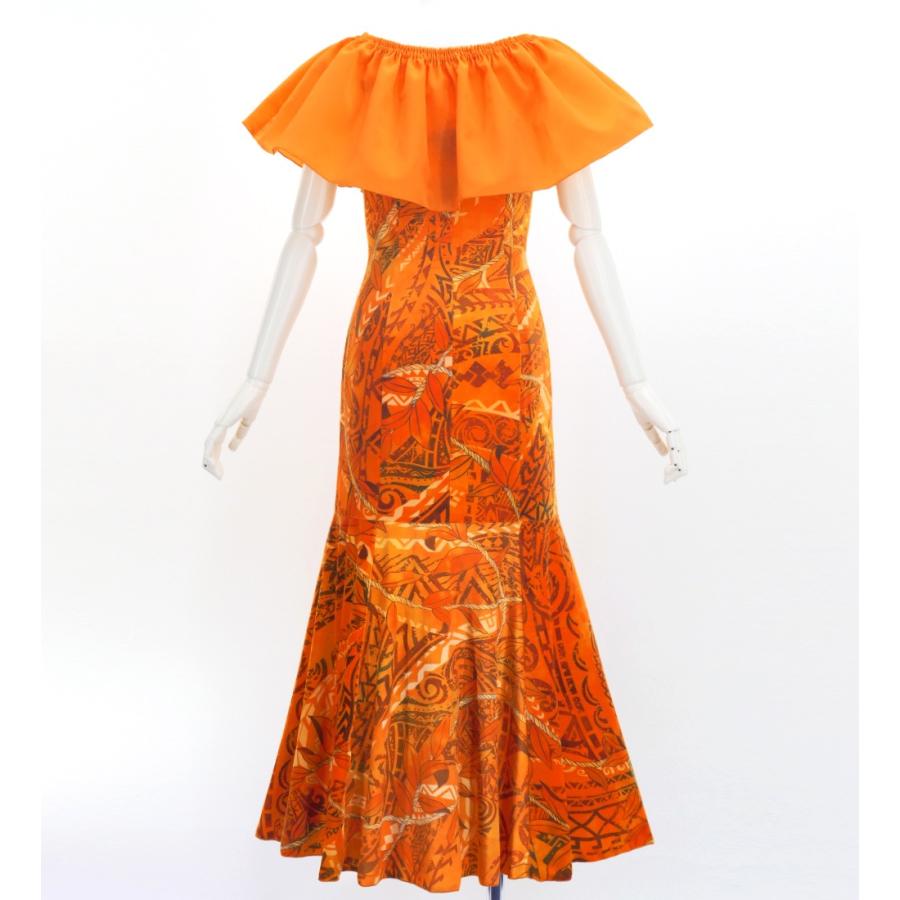 フラドレス [S・M・Lサイズ] コシボフリル マルチウェイ ロング丈 リーフレイ＆カヒコ オレンジ J3175or |  | 03