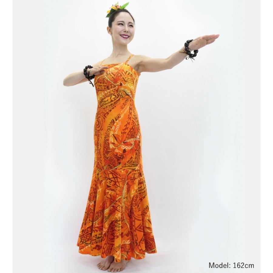 フラドレス [S・M・Lサイズ] コシボフリル マルチウェイ ロング丈 リーフレイ＆カヒコ オレンジ J3175or |  | 02