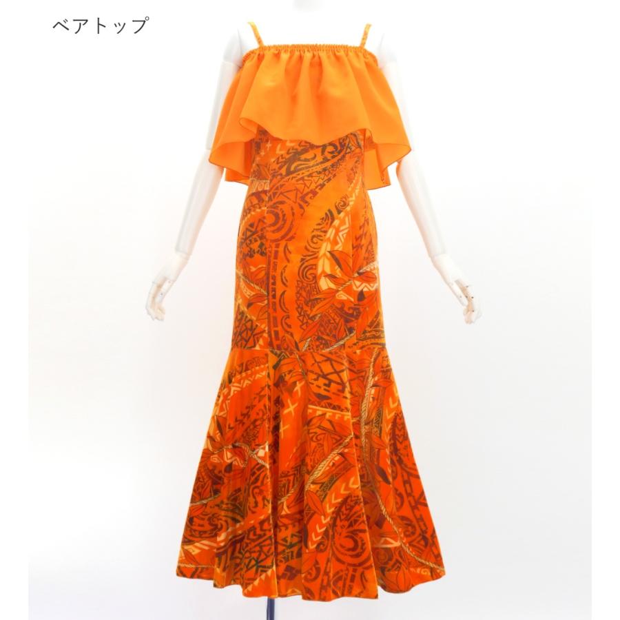 フラドレス [S・M・Lサイズ] コシボフリル マルチウェイ ロング丈 リーフレイ＆カヒコ オレンジ J3175or |  | 05