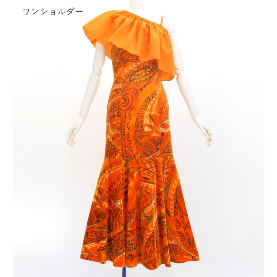 フラドレス [S・M・Lサイズ] コシボフリル マルチウェイ ロング丈 リーフレイ＆カヒコ オレンジ J3175or |  | 04