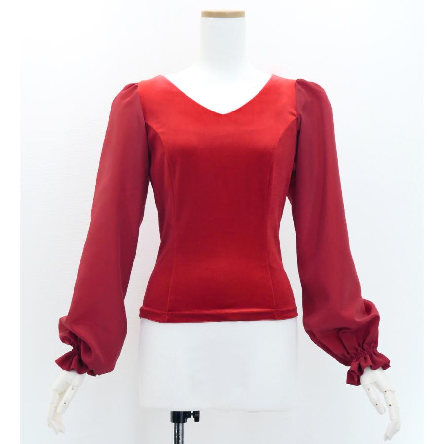 フラメンコ 選べる襟ぐり ロングスリーブブラウス ダークレッド2 S・M・Lサイズ J3181drd2 | 