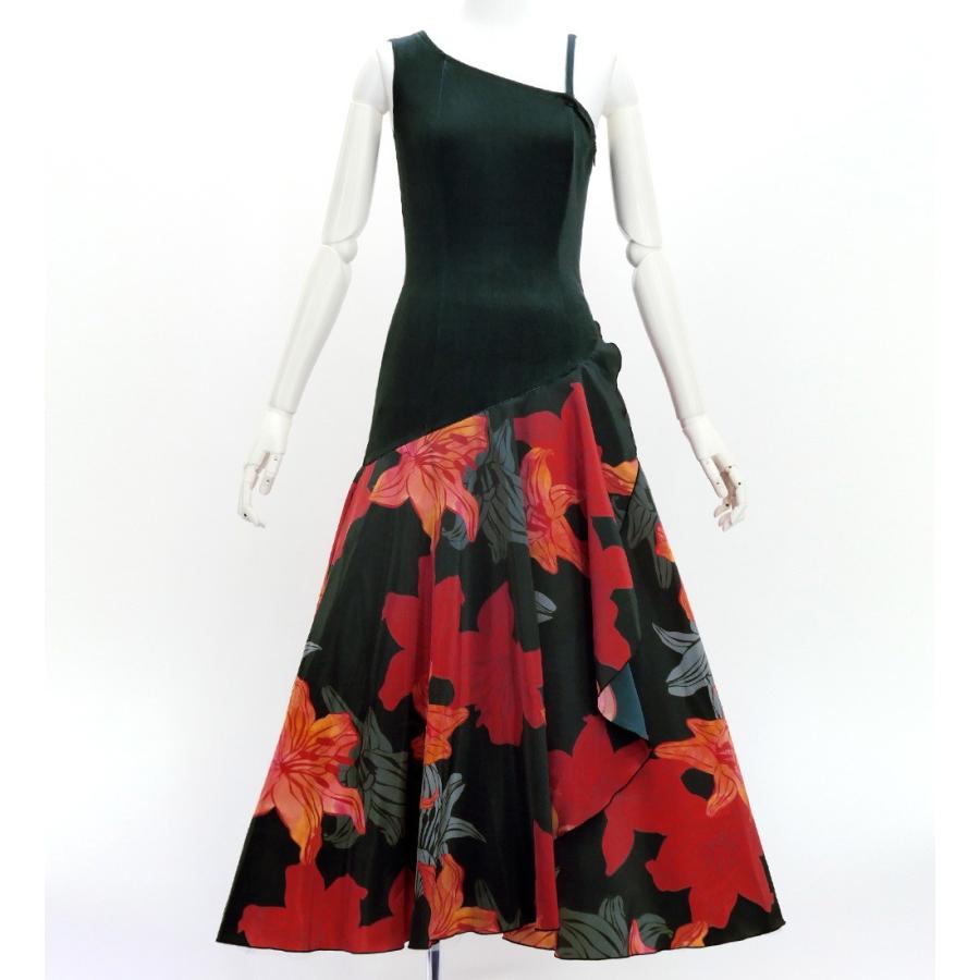 フラドレス [S・M・Lサイズ] ワンショルダー ノースリーブ ロング丈 リリー ブラック J3182bk | 