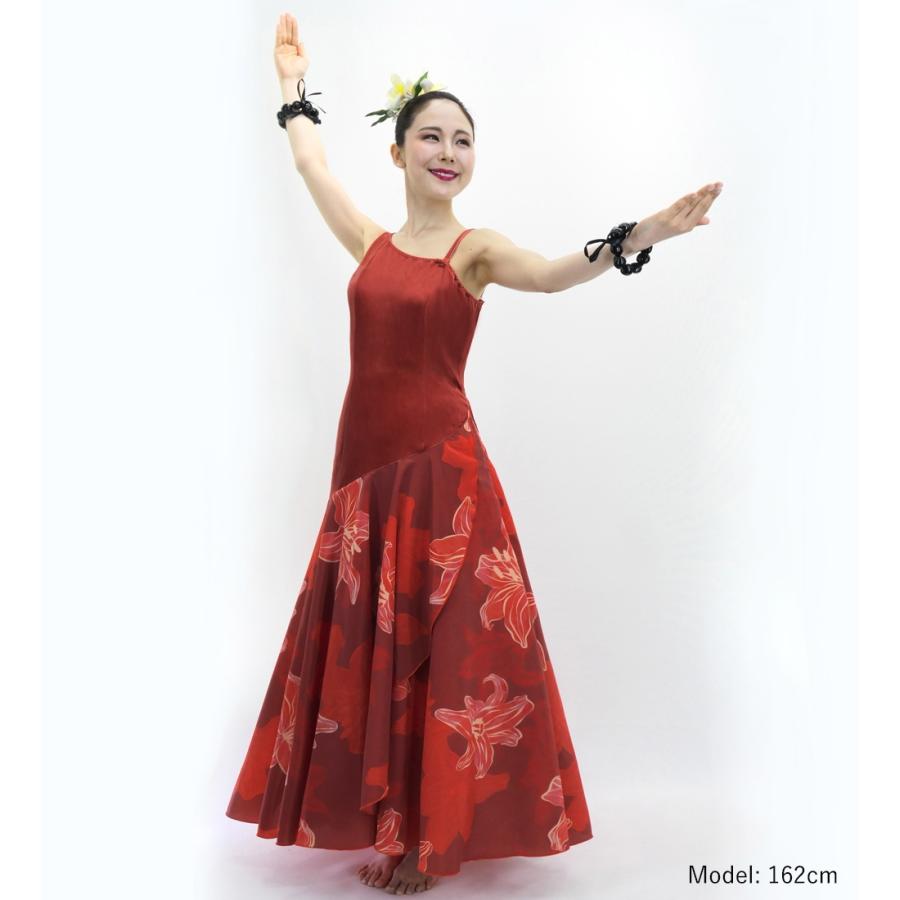 フラドレス [S・M・Lサイズ] ワンショルダー ノースリーブ ロング丈 リリー レッド J3182rd |  | 01