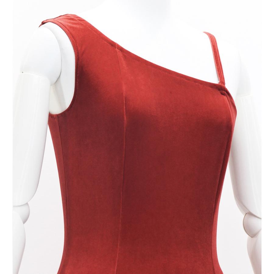 フラドレス [S・M・Lサイズ] ワンショルダー ノースリーブ ロング丈 リリー レッド J3182rd |  | 03