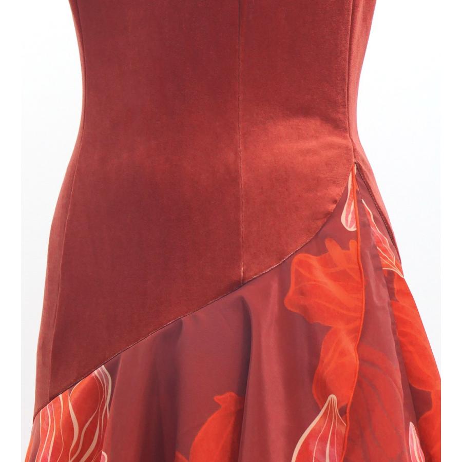 フラドレス [S・M・Lサイズ] ワンショルダー ノースリーブ ロング丈 リリー レッド J3182rd |  | 05