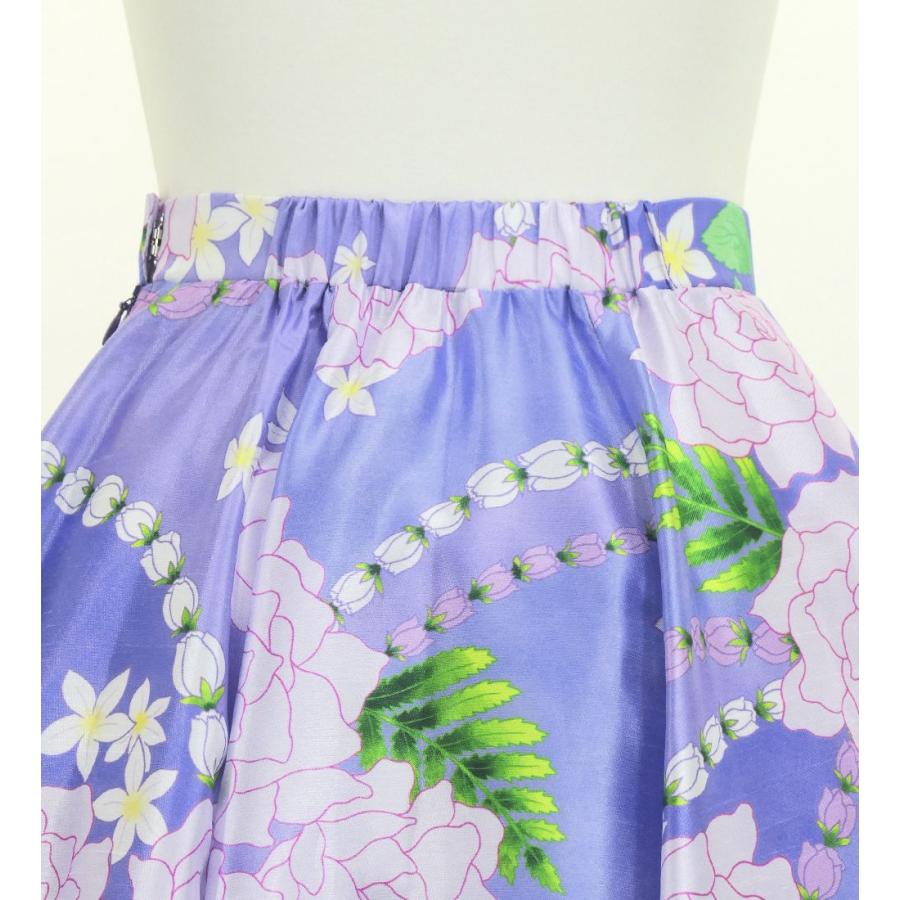 フラダンス [S・M・Lサイズ] フリル ロングサーキュラースカート シャンタン ロケラニ柄 パープル J3183 |  | 02