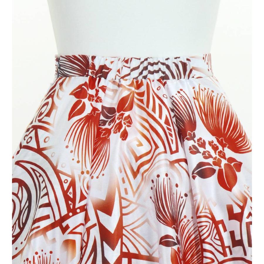 フラダンス [S・M・Lサイズ] フリル ロングサーキュラースカート シャンタン レフア柄 ホワイト J3185 |  | 02