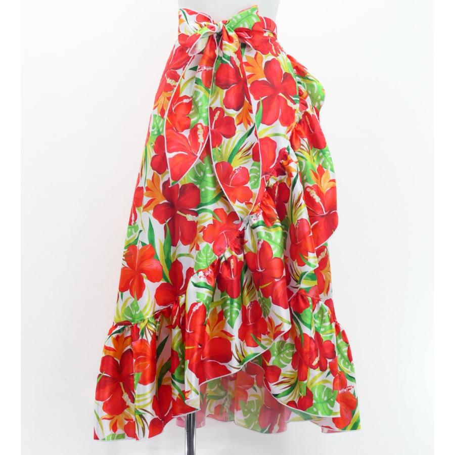 フラダンス [Fサイズ] 巻きスカート シャンタン ハイビスカス柄 ホワイト J3187 |  | 02