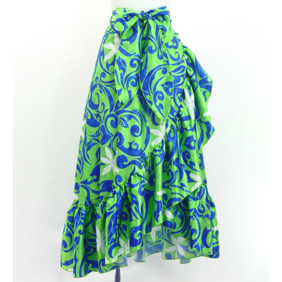 フラダンス [Fサイズ] 巻きスカート シャンタン カヒコ×ティアレ柄 グリーン×ブルー J3190 |  | 02