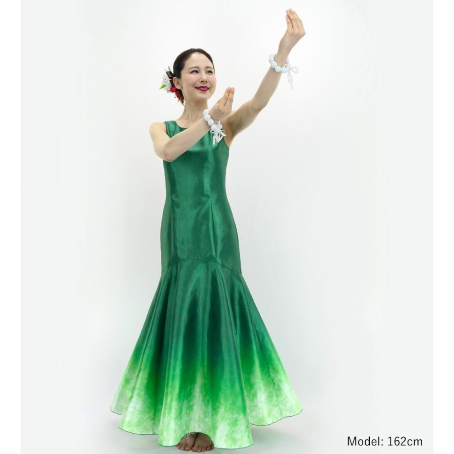 フラダンス [S・M・Lサイズ] グラデーションシャンタンドレス グリーン×ホワイト J3191grwh |  | 01