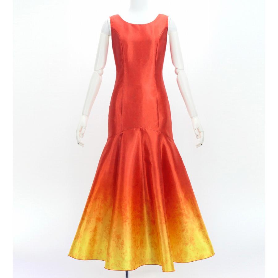 フラダンス [S・M・Lサイズ] グラデーションシャンタンドレス オレンジ×イエロー J3191orye | 