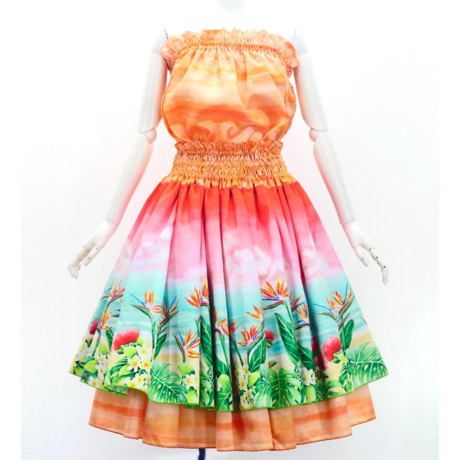 フラダンス パウスカート 2点セット フラダンス ダブルパウスカート&チューブトップ セット