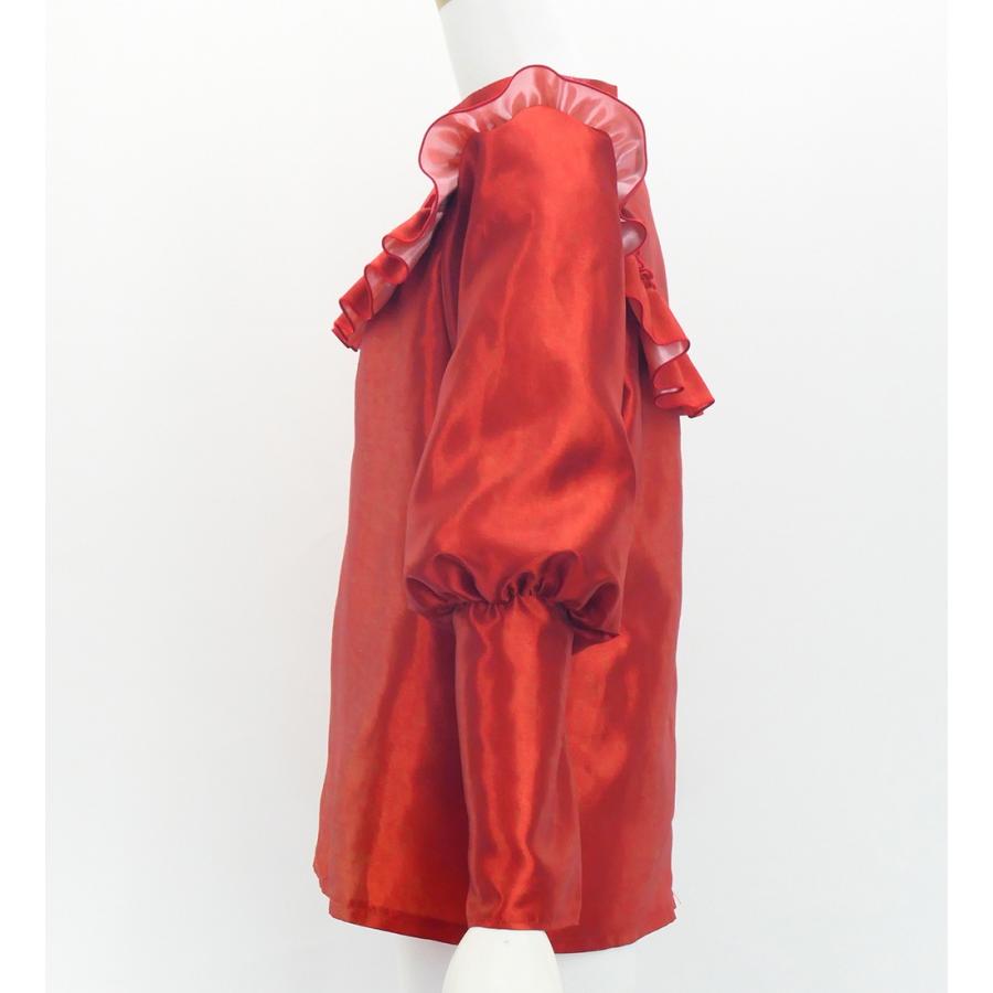 フラダンス シャンタン ヨークフリル バルーンスリーブ ブラウス ダークレッド2 S-Lサイズ J3197drd2 |  | 01