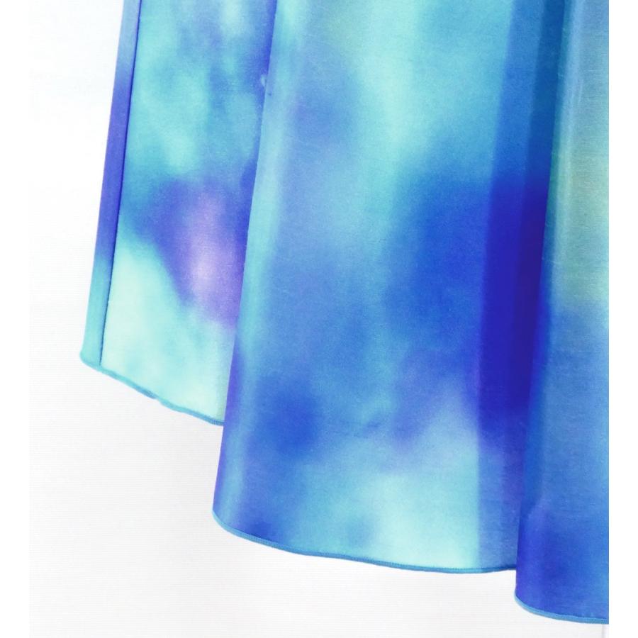 フラダンス [Fサイズ] ロングサーキュラースカート リボン付き シャンタン 水彩風 スカイブルー J3201-2 |  | 05