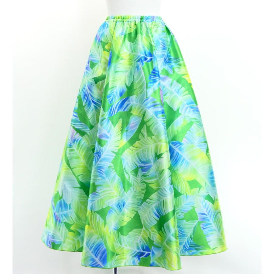 フラダンス [Fサイズ] ロングサーキュラースカート リボン付き シャンタン バナナリーフ イエローグリーン J3201-3 |  | 02