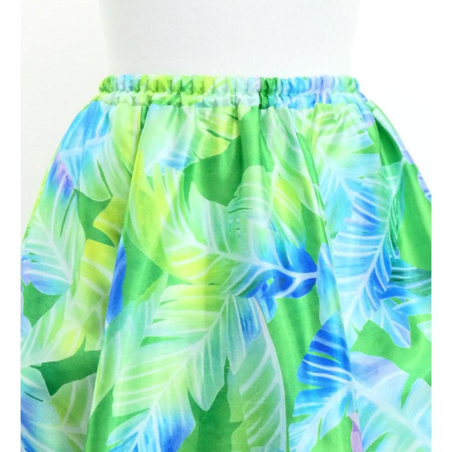 フラダンス [Fサイズ] ロングサーキュラースカート リボン付き シャンタン バナナリーフ イエローグリーン J3201-3 |  | 03