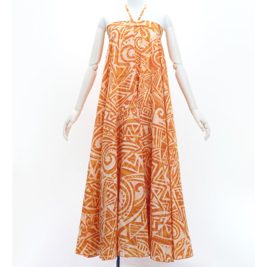 フラドレス [S・M・Lサイズ] ロング丈 コシボ ベアトップドレス カヒコ ベージュ×ライトオレンジ J3202-3 | 