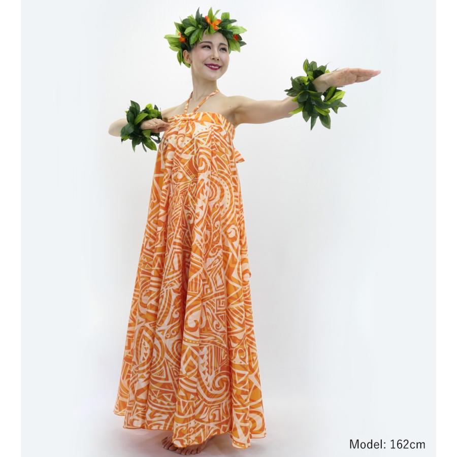 フラドレス [S・M・Lサイズ] ロング丈 コシボ ベアトップドレス カヒコ ベージュ×ライトオレンジ J3202-3 |  | 01