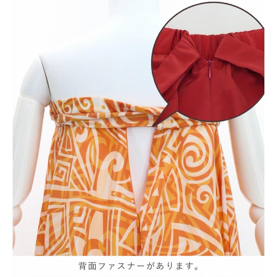 フラドレス [S・M・Lサイズ] ロング丈 コシボ ベアトップドレス カヒコ ベージュ×ライトオレンジ J3202-3 |  | 08