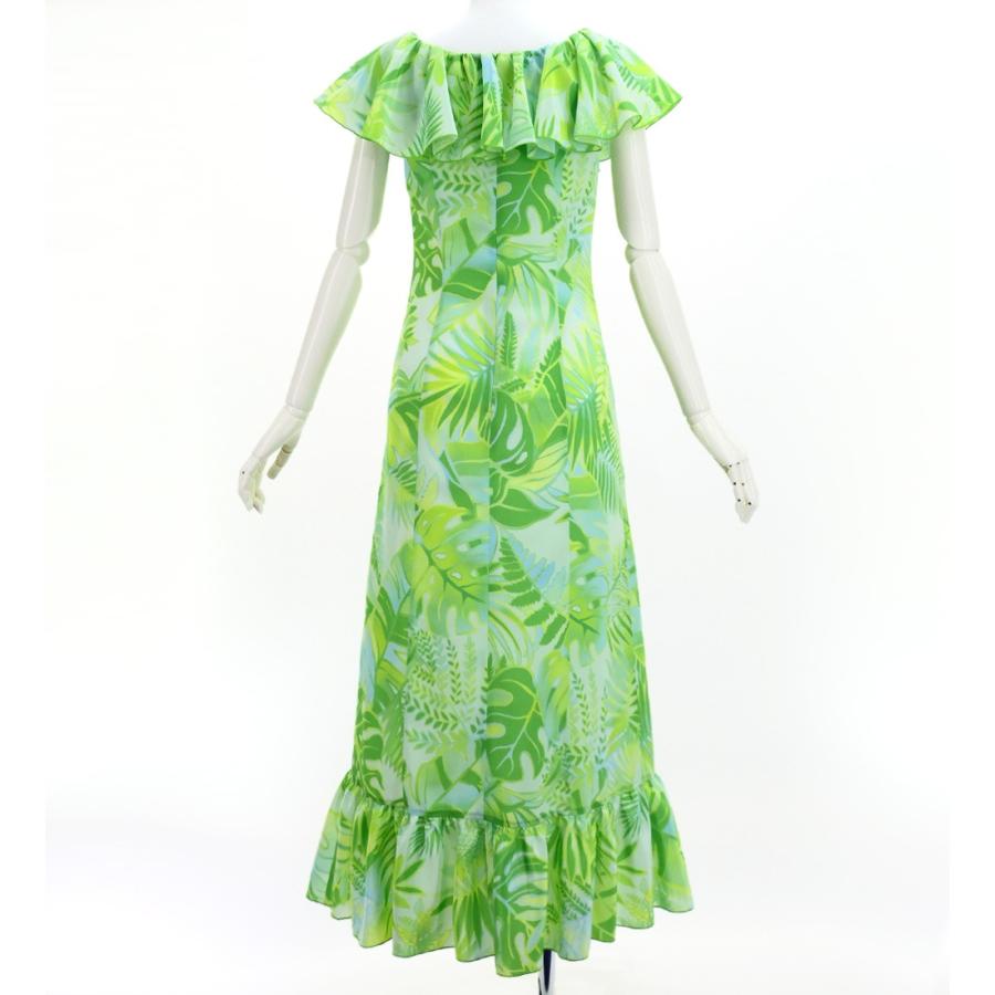 フラドレス [S・M・Lサイズ] ロング丈 コシボドレス ハワイアンリーフ ライトグリーン J3205lgr |  | 02