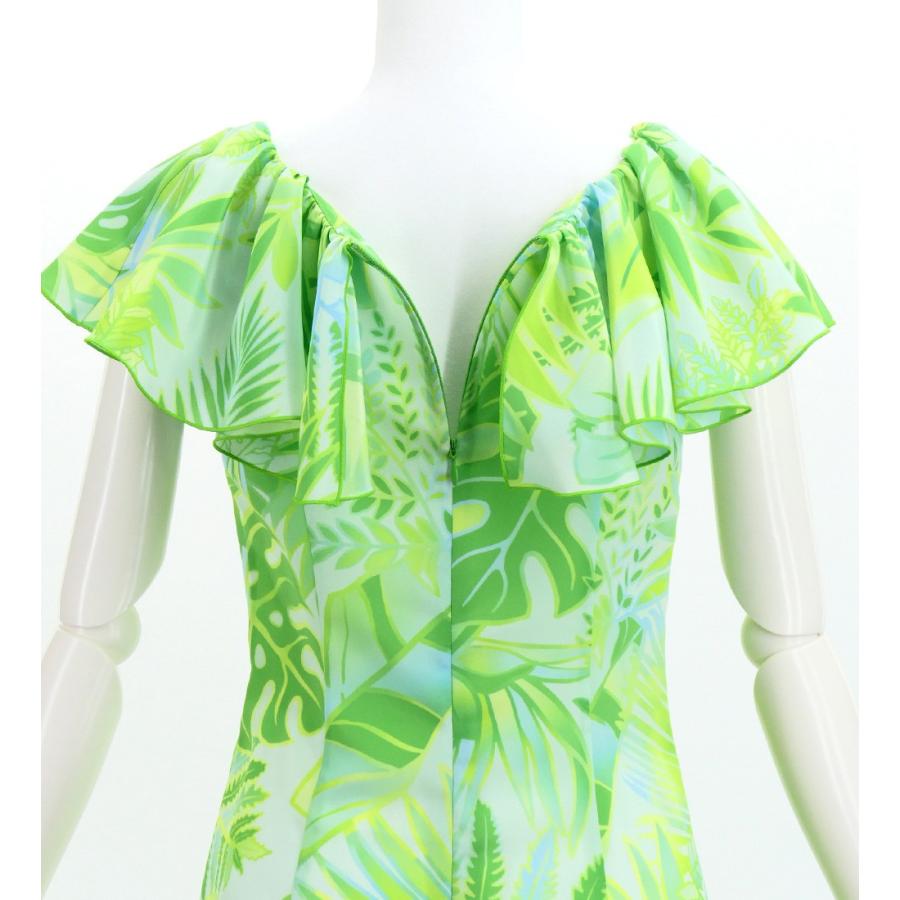 フラドレス [S・M・Lサイズ] ロング丈 コシボドレス ハワイアンリーフ ライトグリーン J3205lgr |  | 04