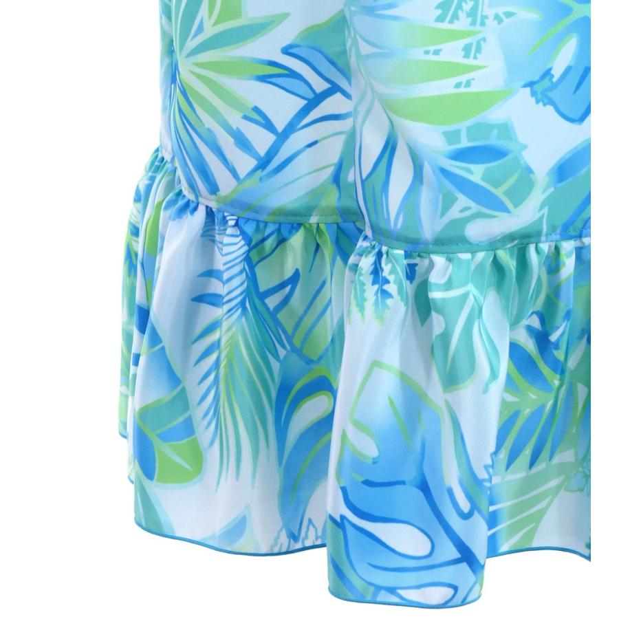 フラドレス [S・M・Lサイズ] ロング丈 コシボドレス ハワイアンリーフ スカイブルー J3205sbl |  | 05