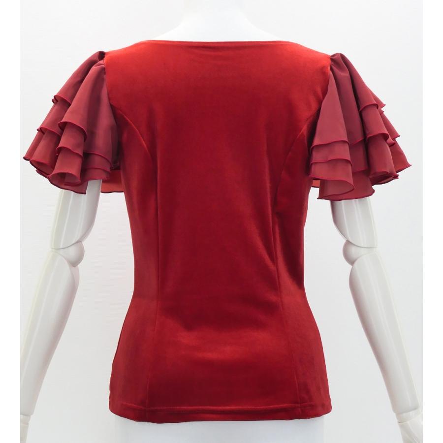 フラメンコ 選べる襟ぐり 3段フリルスリーブ ブラウス ダークレッド2 S-Lサイズ J3229drd2 |  | 02