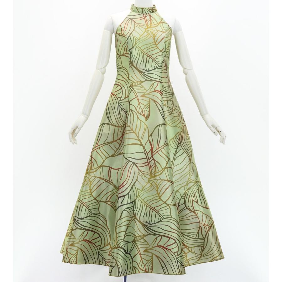 フラドレス [S・M・Lサイズ] ロング丈 シャンタン アメリカンスリーブ バナナリーフ ターコイズブルー J3252be | 