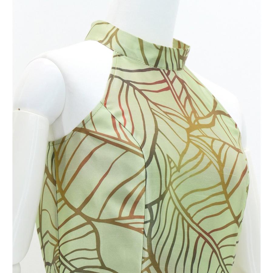 フラドレス [S・M・Lサイズ] ロング丈 シャンタン アメリカンスリーブ バナナリーフ ターコイズブルー J3252be |  | 03