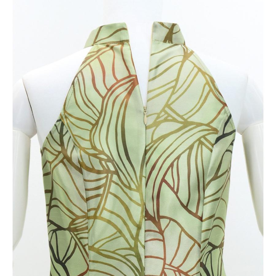 フラドレス [S・M・Lサイズ] ロング丈 シャンタン アメリカンスリーブ バナナリーフ ターコイズブルー J3252be |  | 04