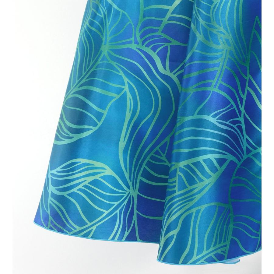 フラドレス [S・M・Lサイズ] ロング丈 シャンタン アメリカンスリーブ バナナリーフ ターコイズブルー J3252tbl |  | 02