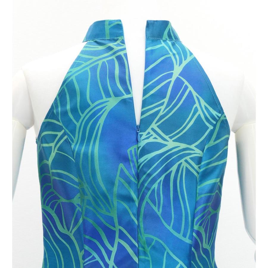 フラドレス [S・M・Lサイズ] ロング丈 シャンタン アメリカンスリーブ バナナリーフ ターコイズブルー J3252tbl |  | 04