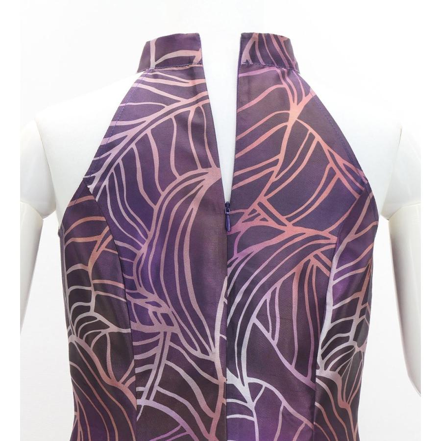 フラドレス [S・M・Lサイズ] ロング丈 シャンタン アメリカンスリーブ バナナリーフ ワイン J3252wi |  | 04