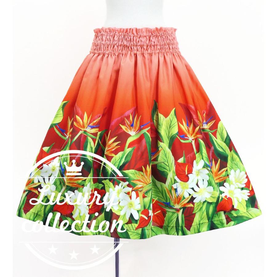 フラダンス シャンタン パウスカート シングル ハワイアンフラワー＆リーフ J3255-1 | 