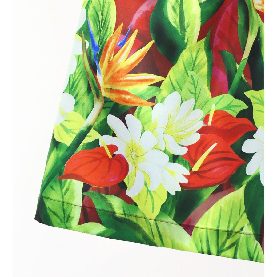 フラダンス シャンタン パウスカート シングル ハワイアンフラワー＆リーフ J3255-1 |  | 06