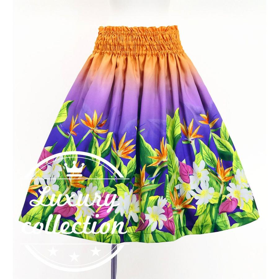 フラダンス シャンタン パウスカート シングル ハワイアンフラワー＆リーフ J3255-4 | 
