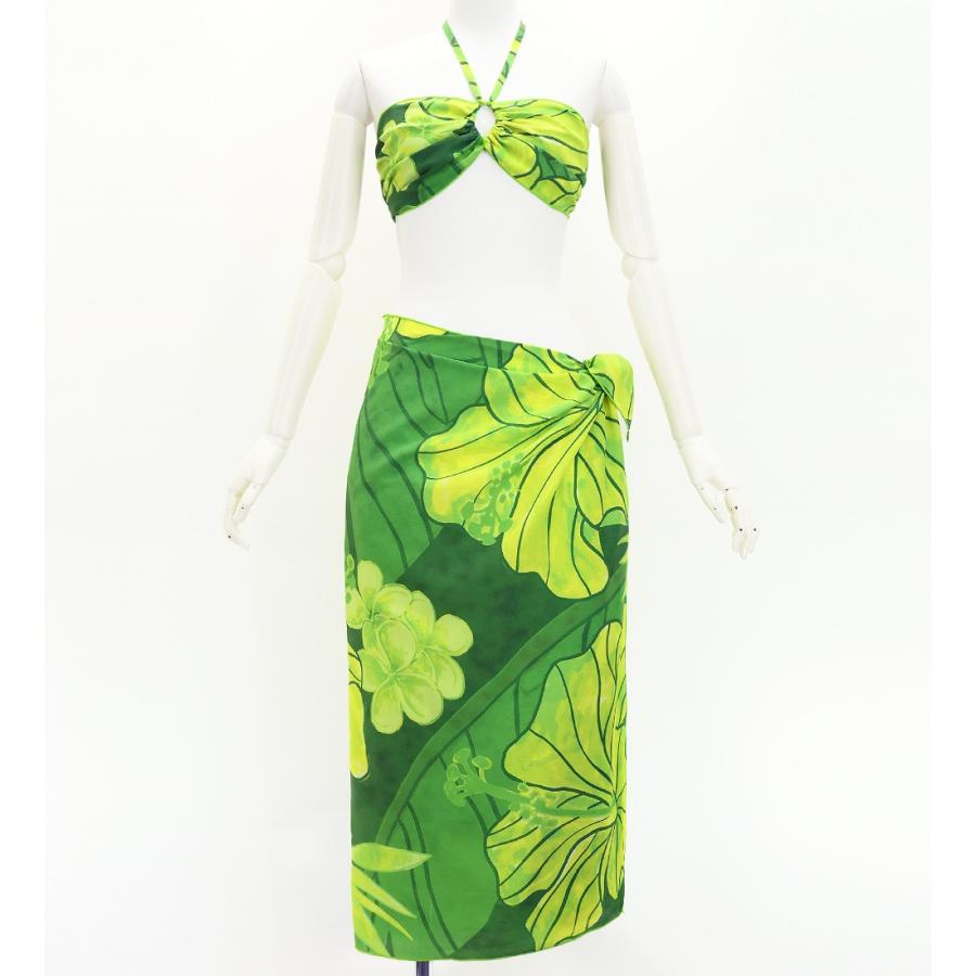ショートパレオ＆2WAYブラトップ セット ハイビスカス グリーン J3259-16 | 