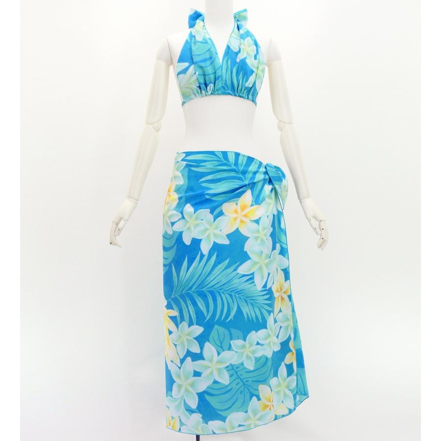 ショートパレオ＆2WAYブラトップ セット プルメリアレイ ライトブルー J3259-7 |  | 02