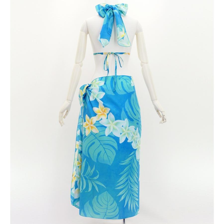 ショートパレオ＆2WAYブラトップ セット プルメリアレイ ライトブルー J3259-7 |  | 03