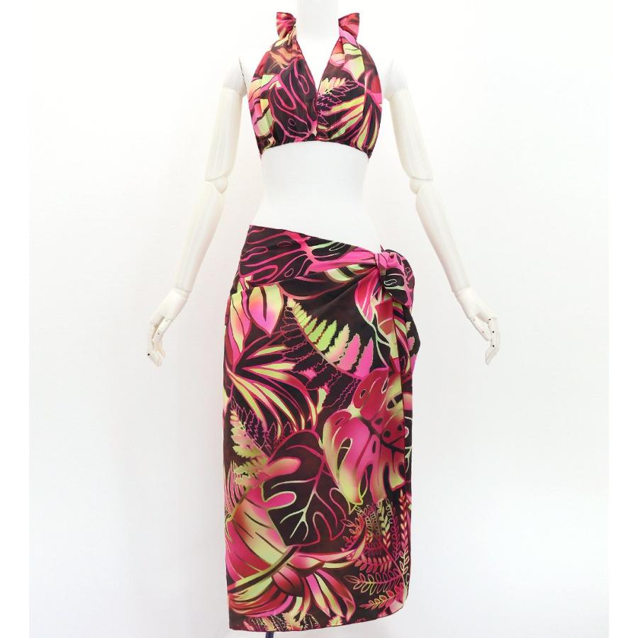 ショートパレオ＆2WAYブラトップ セット ハワイアンリーフ ワイン J3259-1 |  | 02