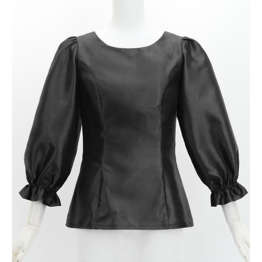 フラダンス シャンタン 7分袖 ブラウス ブラック S-Lサイズ J3264bk | 