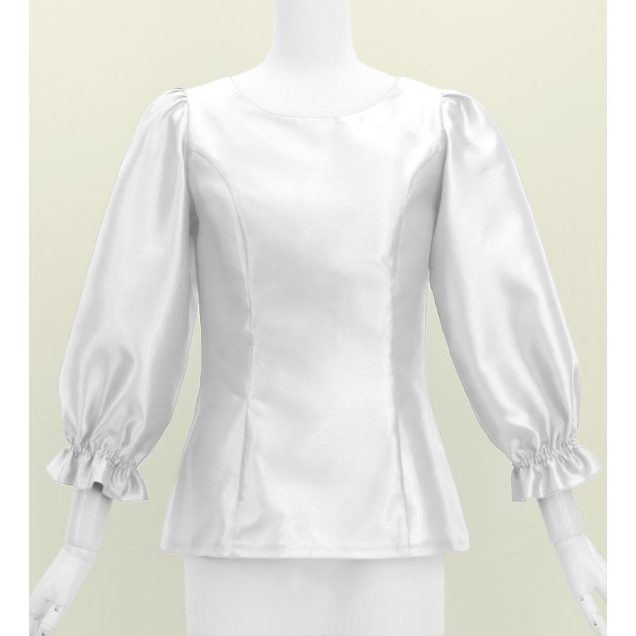 フラダンス シャンタン 7分袖 ブラウス ホワイト S-Lサイズ J3264wh | 